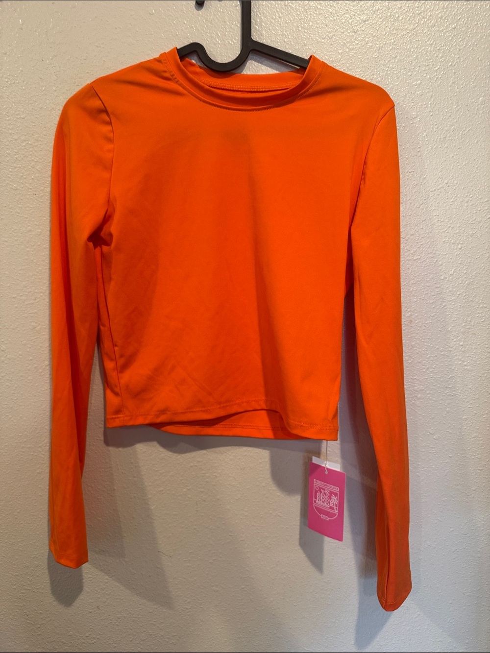 Liberty & Justice Vivid Orange Long Sleeve Crop Top